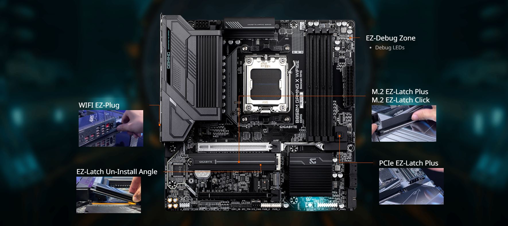 GIGABYTE B850M GAMING X WIFI6E AMD AM5 LGA 1718 Motherboard, mATX